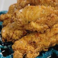 Woe'S Chicken & Waffle 6 Pieces · Choose From BlueBerry,Red Velvet Or Vanilla Waffles  Paired With Deep Fried Whole Wings