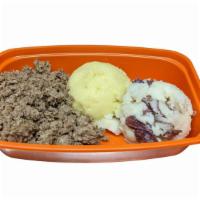 Ground Beef Meal / Double Carbs · Pick a Flavor of Ground Beef, Protein Amount, & 2 Carb Options. Add Extras or Side Sauce.