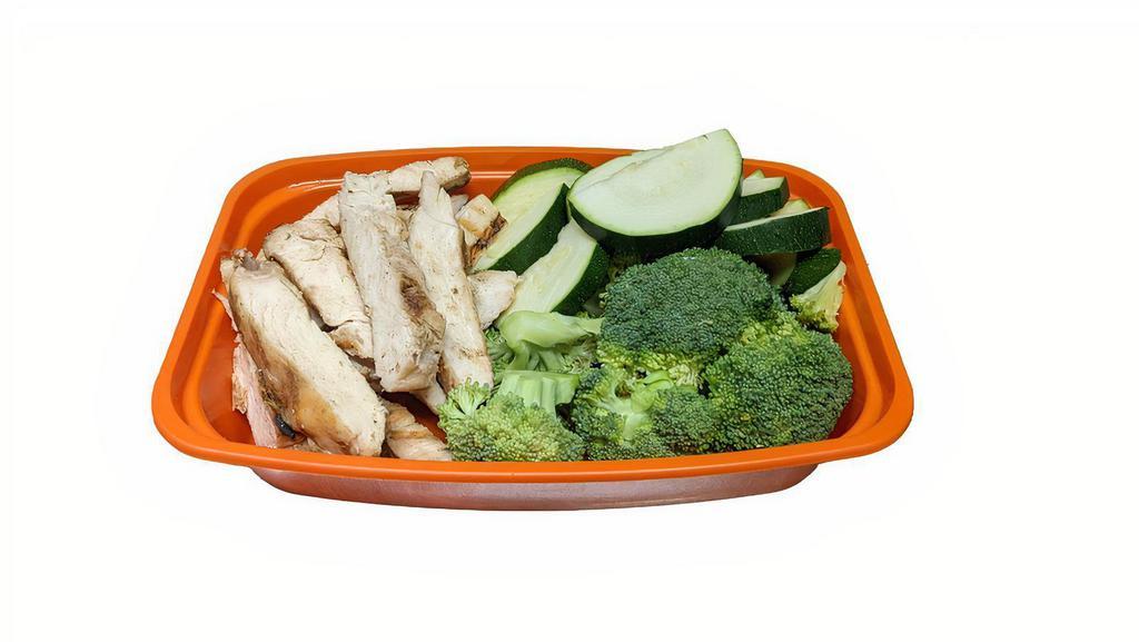 Chicken Breast Meal / Double Veggies · Pick a Flavor of Chicken Breast, Protein Amount, & 2 Cup of Veggies. Add Extras or Side Sauces.