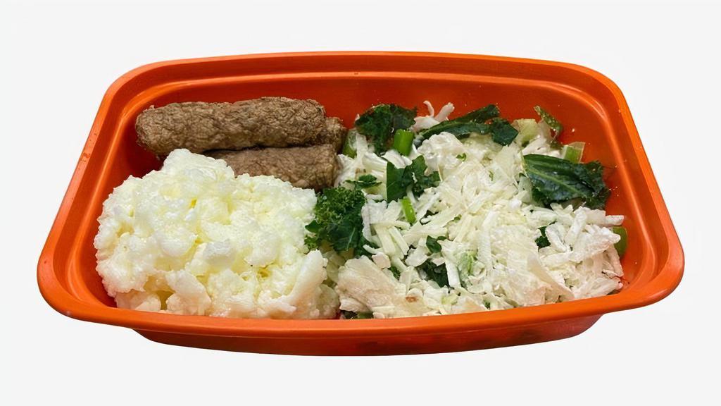 Breakfast Bowl · Comes with 4oz Egg Whites, 3 sausages of choice & Carb Option. Add Veggies, Extras or Side Sauces.