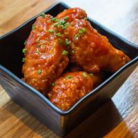 6 Sticky Wings · Sweet Spiced Chili, Buffalo, or BBQ