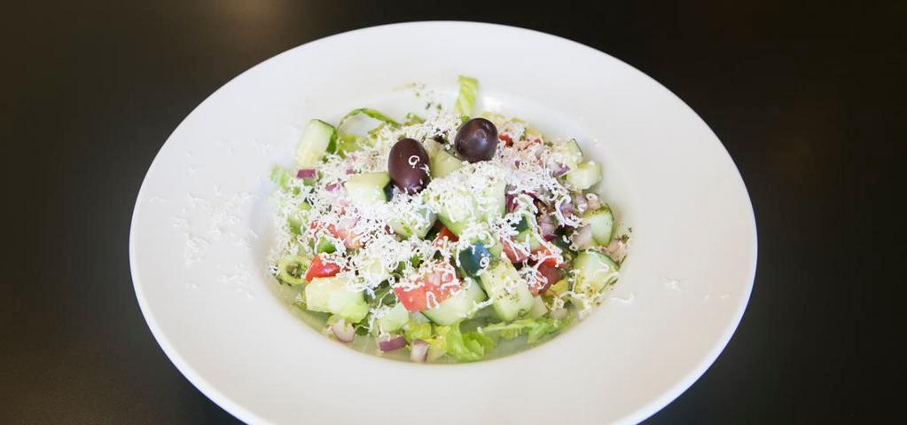 Greek Salad · Mixed fresh vegetables of lettuce, tomatoes and green onion, topped with feta cheese and Kalamata olives.