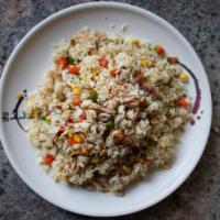 Chicken Fried Rice · Stir-fried rice with mixed vegetables (peas, carrots, corns, green beans). 
**We cannot acce...