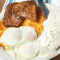 Chicken Fried Steak (6 Oz) · Served with plenty of country sausage gravy. Includes 3 fresh eggs, homestyle toast, and you...