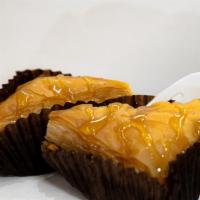 Baklava · (1)Layers of crispy pastry sheets with a mix of fresh crunchy nuts and honey syrup.