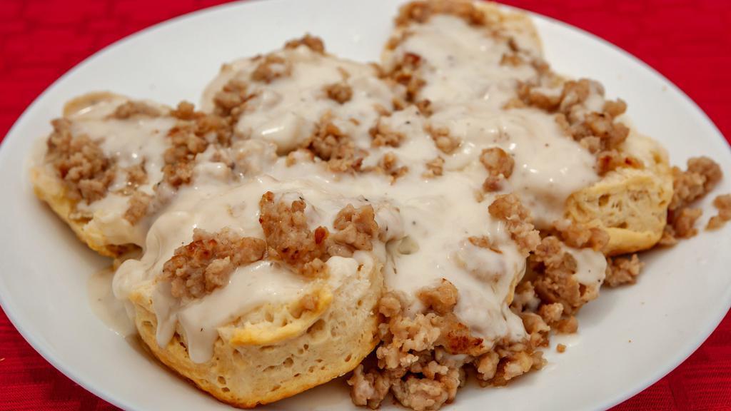 Biscuits And Gravy · Available with Sausage or Vegetarian Gravy