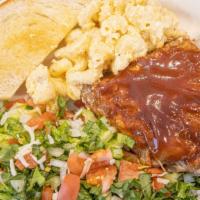Bbq Ribs · Served with your choice of salad, fries or Mac & Cheese and Garlic Toast.