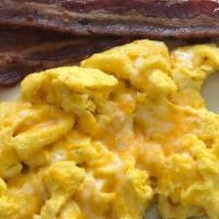 American Breakfast* · May be served raw or undercooked. Your choice of meat: bacon, sausage or turkey sausage, scr...