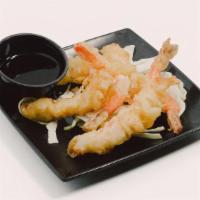 Shrimp Tempura · Lightly battered shrimp 4 pc with sweet tempura sauce.