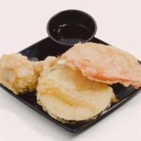Vegetable Tempura · Lightly battered Assorted vegetables 4 pc with sweet tempura sauce.