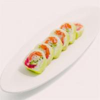 Sunflower Roll · Salmon, tuna, yellowtail, cucumber, and avocado, wrapped in soy paper, and eel sauce.