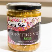 Very Hot (16Oz) · Our Very Hot salsa has lots of flavor with matching heat. It takes about 2-3 seconds before ...