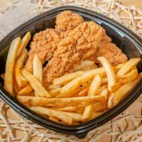 Chicken Strips & Fries · Three crispy chicken breast strips, served with our classic fries.