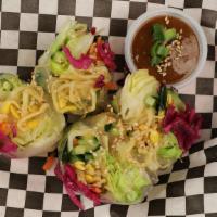 Spring Roll (Vegetable) (2 Pieces) · 2 rice paper rolls wrapped with fresh lettuce, bean sprouts, carrots, cucumbers, and pickled...