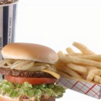 Iceburger Combo · Our amazing 1/4 lb burger combo.  Burger sauce, lettuce, tomato and your choice of grilled o...