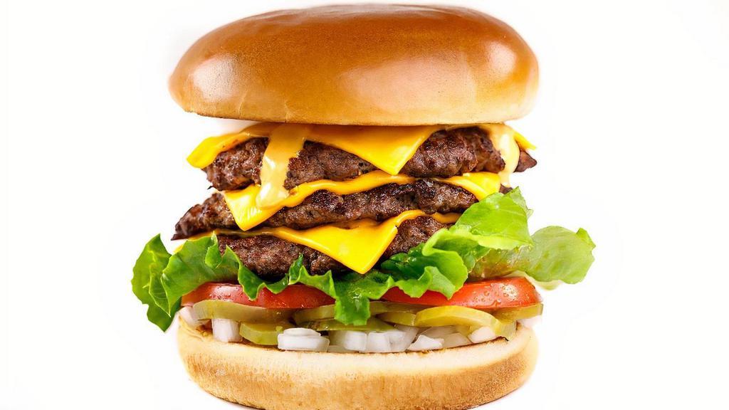 The Supreme · Triple Cheese Burger served with American Cheese, Burger Sauce, Lettuce, Tomato, Onion and Pickles