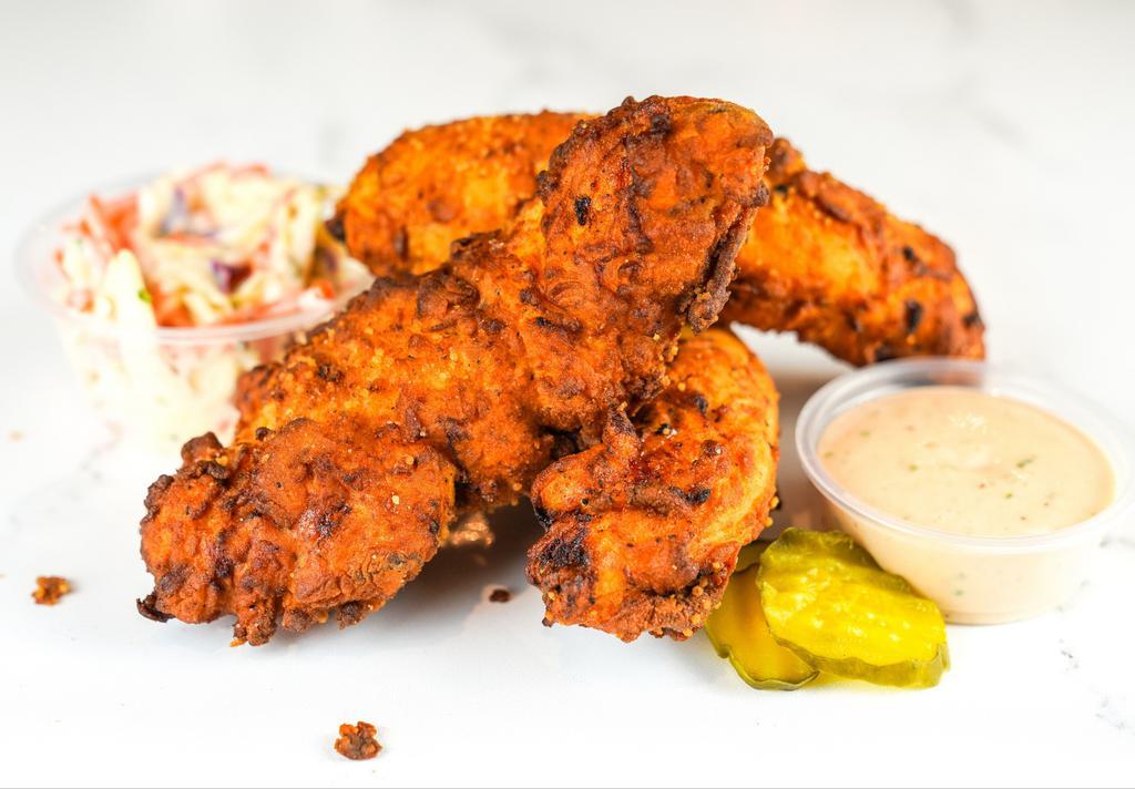 3 Jumbo Tender · 3 of our famous jumbo, buttermilk herb marinated, hand-breaded chicken tenders. Choice of Dipping Sauce