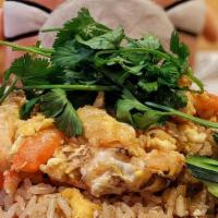 Crab Fried Rice · Fried rice with tomatoes , onions , egg and crab meat