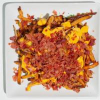 Bacon & Cheese Fries · Homemade fries with s&l seasoning or regular fries topped with melted cheese and bacon.