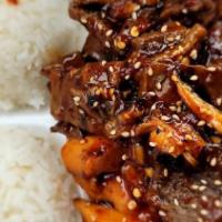 Beef Teriyaki · Comes with steamed rice and salad or steamed vegetables