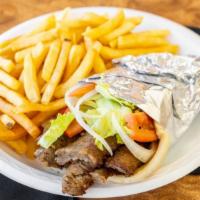 Gyro · Mixture of beef and lamb gyro meat with tzatziki sauce.