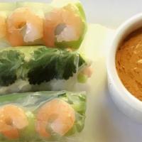 Fresh Wrapped. (2 Pc) · Salad Rolls - Rice paper wrapped with vegetables. Sweet basil, mint and tofu, served with pe...