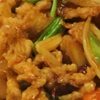 Thai Chili Chicken. · Crispy fried chicken strips then stir-fried with homemade chili sauce, pineapple, chunks, be...