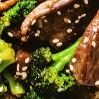 Beef & Broccoli. · Choice of meat. Broccoli, carrot.