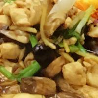 Chicken Thunder. · Chicken breast marinated with homemade sauce, and then stir-fried with mushrooms, fresh ging...