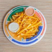 Cheese Fries · Giant order of fries with cheddar and Monterey jack cheese.