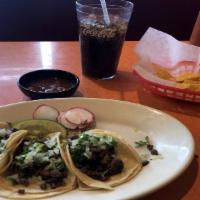 (3) Tacos & Soda · Chicken, beef or pork. Any soda of choice