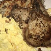 Pork Chops · Served with two eggs, hash brown, savory sausage gravy and toast.