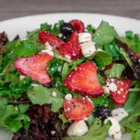 Fresh Berry Salad · Fresh Berries, House Poppyseed Dressing, Feta, Mixed Greens