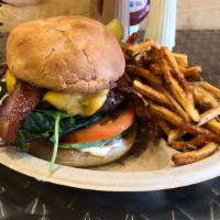 Olde Burien Burger · Our all-natural 6 oz fresh hand-packed Painted Hills burger patty, lettuce, tomato, onion, a...