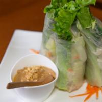 Fresh Salad Rolls · Fresh mixed vegetables and small rice noodle wrapped in rice paper served with our homemade ...