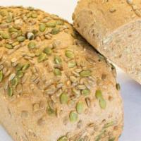 Dakota Bread · Unusual name, but oh so tasty. 100% whole wheat flour, water, honey, sunflower seeds, pumpki...