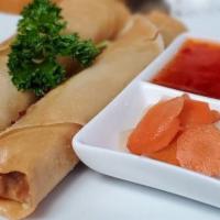 Vietnamese Pork Egg Rolls · 2 rolls,  served with Sweet n Spicy Sauce and Homemade pickles (Southern Style, No Lettuce)