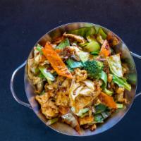 Szechuan Style Stir-Fried Hot Pot · Medium. Broccoli, mixed mushroom, asparagus, dry chili pepper, cabbage, onion, cilantro in S...