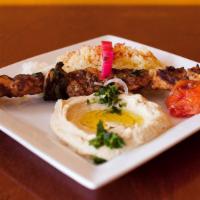 Kebab Platter · Your choice of: chicken breast kabob or grassfed beef kafta kabob, served with a house salad...