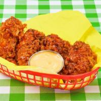 4 Chicken Tenders Meal · Four chicken tenders served with your choice of sauce, dipping sauce, side and choice of dri...