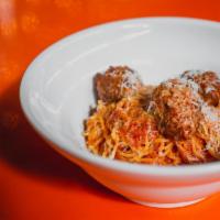 Spaghetti & Meatballs · Spaghetti, marinara, 4 Italian meatballs, Parmesan
