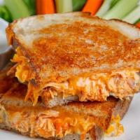 Buffalo Grilled Cheese · Slice turkey breast melted together with buffalo sauce, jack cheese, blue cheese and caramel...