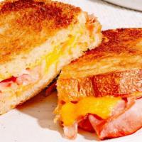 Ham Grilled Cheeese · Ham is melted together with Cheddar Cheese.