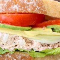 Tuna Salad Slice Bread Sandwich · tuna , jack cheese , avocado , tomato, lettuce , mayo & mustard . It's come on two slice of ...