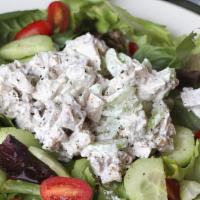Chicken Salad Mixed Green · Chicken Salad , Mixed green lettuce, Tomato,Jack cheese and Cucumber.  Croutons and balsamic...