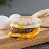 Sausage & Egg English Muffin · Fresh English muffin with sausage, eggs, and cheese.