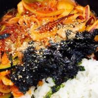 D-21. Ojingeo Deopbap · Stir-Fried Spicy Squid over Rice.