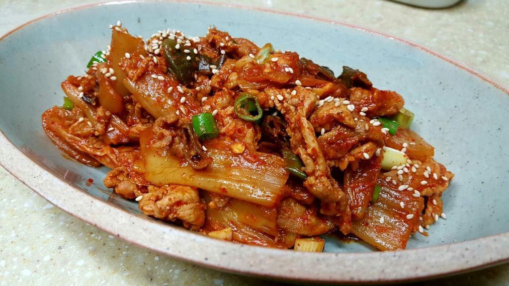 S-9. Samgyeopsal Kimchi Bokkeum · Pork Belly & Kimchi.