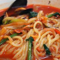 Jjamppong (짬뽕) · Jjamppong is a Korean noodle soup with red, spicy seafood- or pork-based broth flavored with...