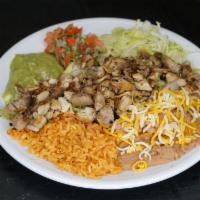 Carnitas Pork Plate · Served with rice and beans.